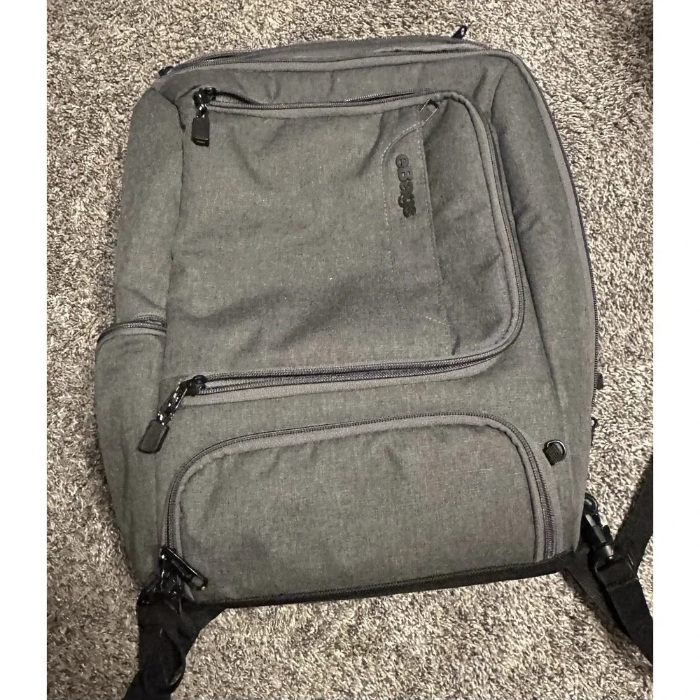 EBags Gray Laptop Backpack Soft Case Travel Business Bag Orange Lining